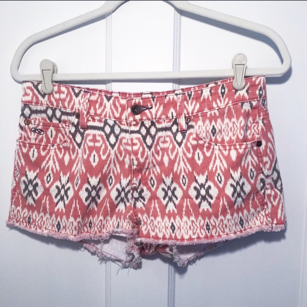 ⚡️QSD Quicksilver Red Pattern Denim Shorts Size 29
